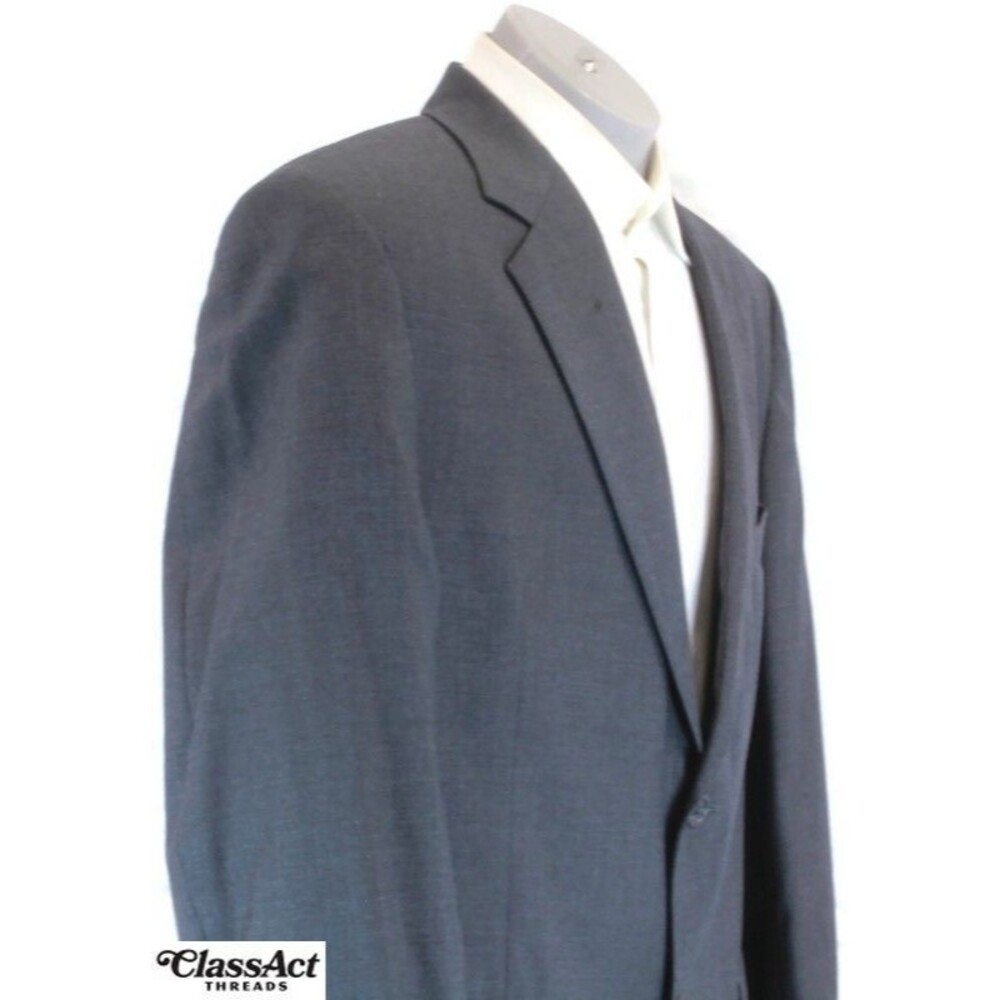 Stafford 2 Piece Suit Mens Gray Wool 2 Btn 46R Flat Fronts 35" Waist - Picture 5 of 13